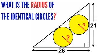 Japanese Sangaku | Find the radius | (Identical circles in right triangle) | #math #maths #geometry