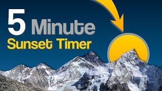 5 min countdown timer with sunset background and bell to finish