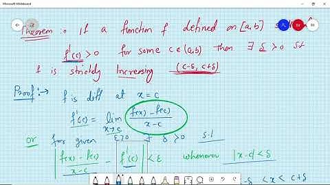 Differentiability/lecture-5/ theorem / if f`(c) is positive then f is increasing