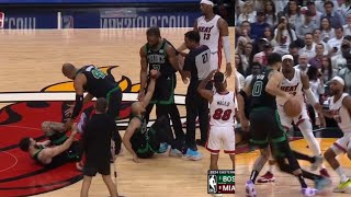 JAYSON TATUM PUSHED BY BAM ADEBAYO \& MOCKED BY HIM! THEY GET INTO IT! TECHS CALLED!