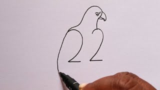 How To Turn 22 Into Eagle Drawing How To Draw Eagle With Number Eagle Drawing Art