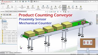 Simple Product Counting Conveyor Using Solidworks Proximity Sensor and Mechanical Counter