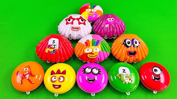 Finding Numberblocks in Cakes Shapes, Seashell with Rainbow CLAY Coloring! Satisfying ASMR Videos