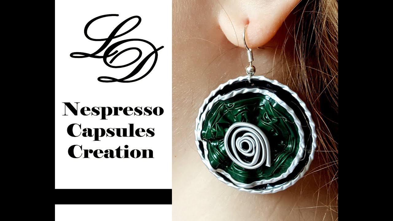 How to Recycle Nespresso Capsules - Black Green Earrings - Easy DIY Nespresso Creation - Zero Waste