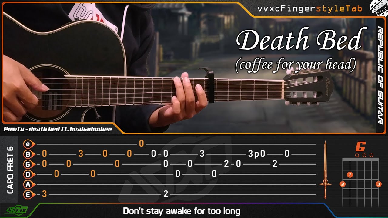 Powfu Death Bed Coffee For Your Head Ft Beabadoobee Fingerstyle Guitar Cover Tabs Tutorial Youtube