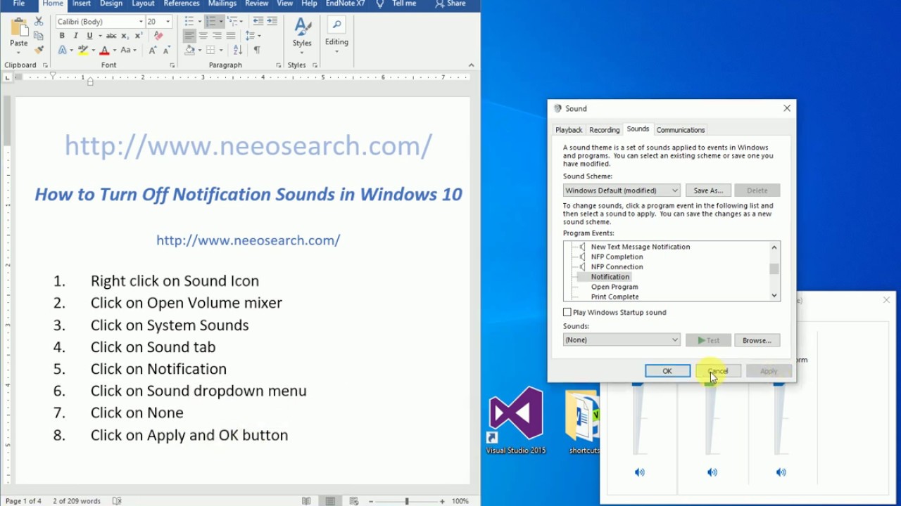 turn off windows notification sounds turn off windows notification sounds
