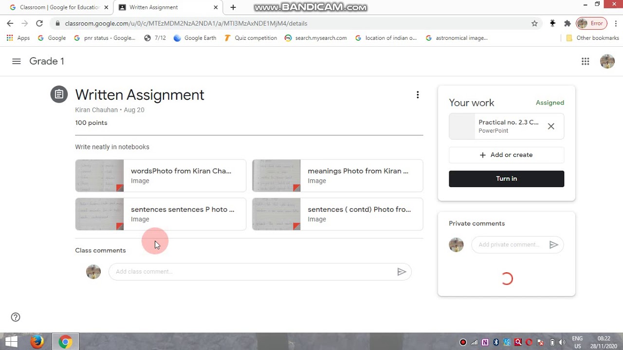 google classroom homework submission