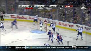 Jesse Joensuu tip in goal 1-1 Winnipeg Jets vs Edmonton Oilers 9/23/13 NHL Hockey