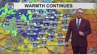 Dry and warm weather continues into Sunday