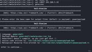 Generating Powershell Payload Using Veil🕵🏼Gaining Access (Viruses, Trojans, Payloads ...) 8.4