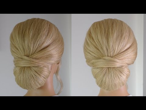 Easy chignon hairstyle - low chignon for long medium hair - YouTube