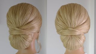 Easy chignon hairstyle - low chignon for long medium hair screenshot 1