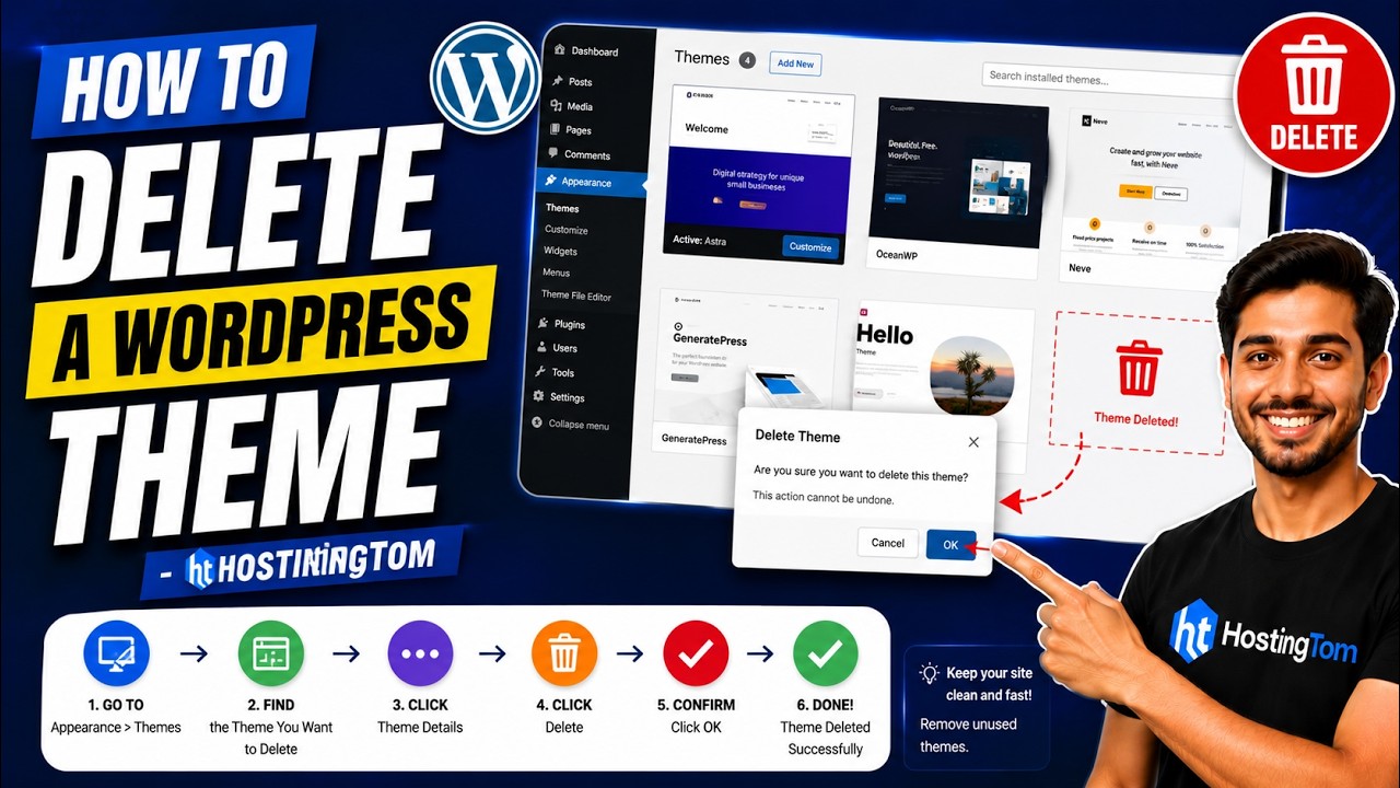How to Delete a WordPress Theme - Hostingtom - YouTube