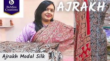 Ajrakh Handblock Printed Modal Silk Top & Dupatta with Handmade Tassels 9804694021 #ajrakh #ajrak