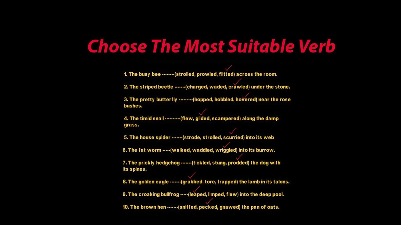 choose the most suitable verb for each sentences | English Grammar ...