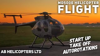 MD500E Helicopter Start Up , take off and autorotations