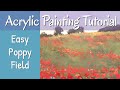 Fun Poppy Fields Acrylic Painting Step By Step Tutorial