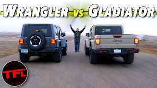Does the 2020 Jeep Wrangler Diesel DEMOLISH A New Gladiator In a Drag Race?