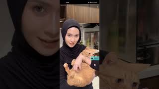 Bigo Live Hot | Beautiful Hijab Girl Playing With Her Cat 229
