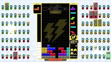 my t-spin double sends 7 lines and tetris line clear sends 12 lines in tetris 99 teams!!!!!