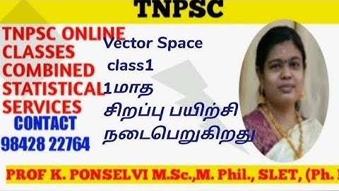 Vector space class 1, TNPSC Combined Statistical Services Mathematics ONLINE COACHING
