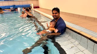 Sharvil's first swimming lesson 🥰