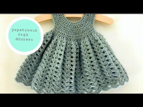 tığ işi kolay bebek elbisesi yapımı & knitted baby dress pattern / örgü elbise modelleri