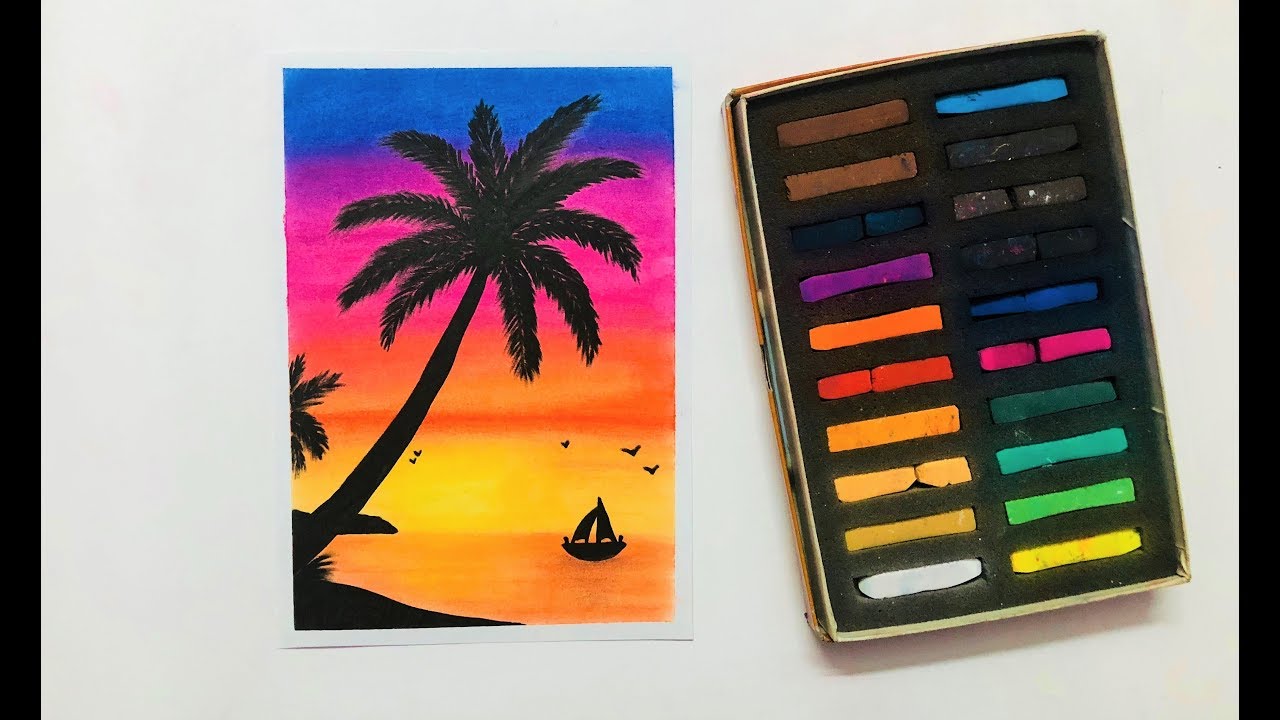 Create stunning chalk pastel sunsets with kids - Projects with Kids