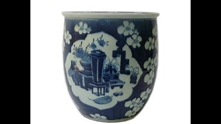 Chinese Blue & White Flower Vase Porcelain Narrow Pot Planter cs599