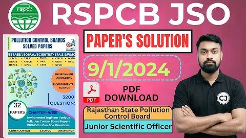 Rajasthan State Pollution Control Board  RSPCB JSO 2024 Paper Solution with Pdf