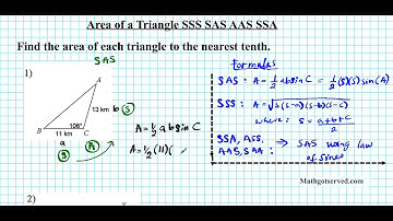 finding area of a triangle SAS SSS AAS hero formula trig al2
