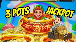 HANDPAY! All three pots on Shamrock Fortunes Triple Coin Treasure Slot!