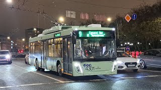 Минск, поездка в троллейбусе МАЗ-203Т70, парк.№ 4301, марш.9 (22.02.2024)