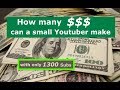 How much Money can a small Youtuber with just 1300 Subs make per month?