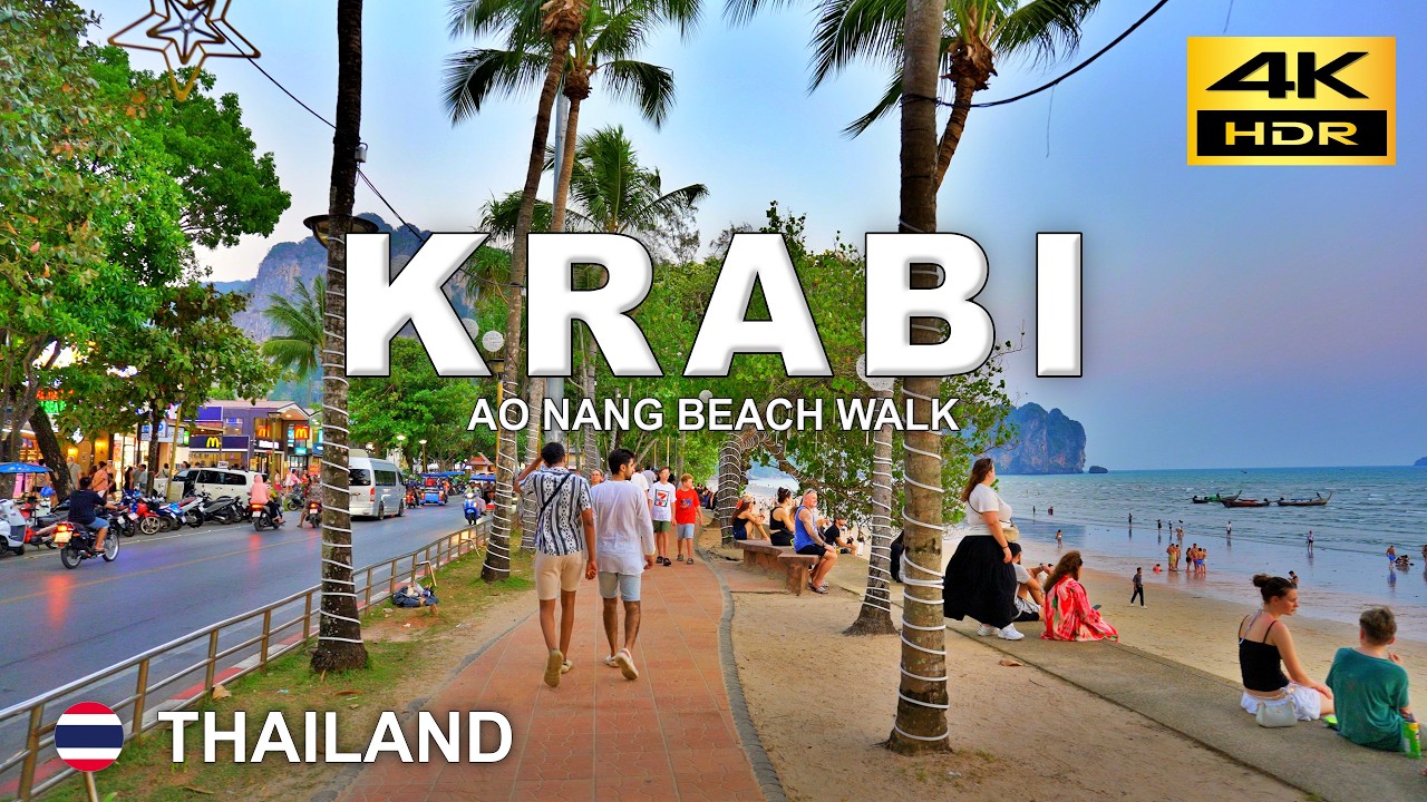 Ao Nang 🇹🇭 Thailand – 4K Relax Walk | Golden Hour Stroll Through Krabi’s Beach Resort Town