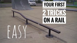 First 2 Rail tricks on a Skateboard