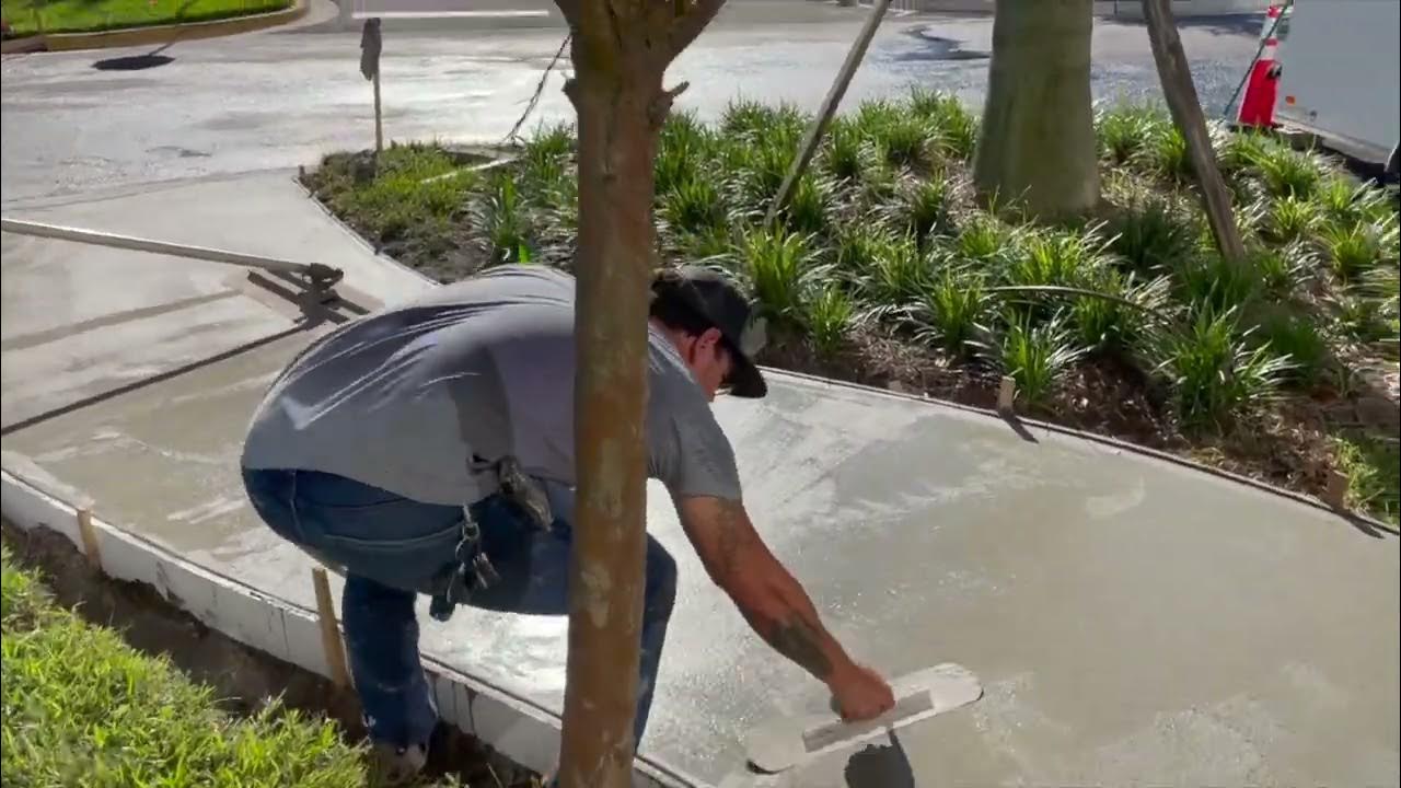 Pouring Curved Sidewalk and Cutting Expansion Joints HD 1080p YouTube