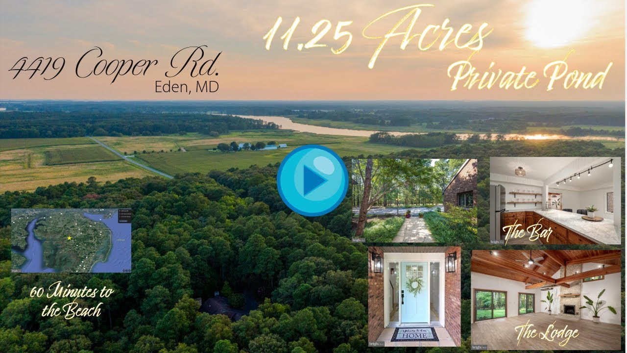 4419 Cooper Rd, Eden, MD- 11.25 Acre Estate, 6800+sq ft brick home, trails, pond, across from River