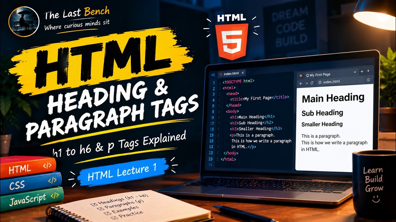 HTML Heading & Paragraph Tags | h1 to h6 & p Tags Explained | HTML ...