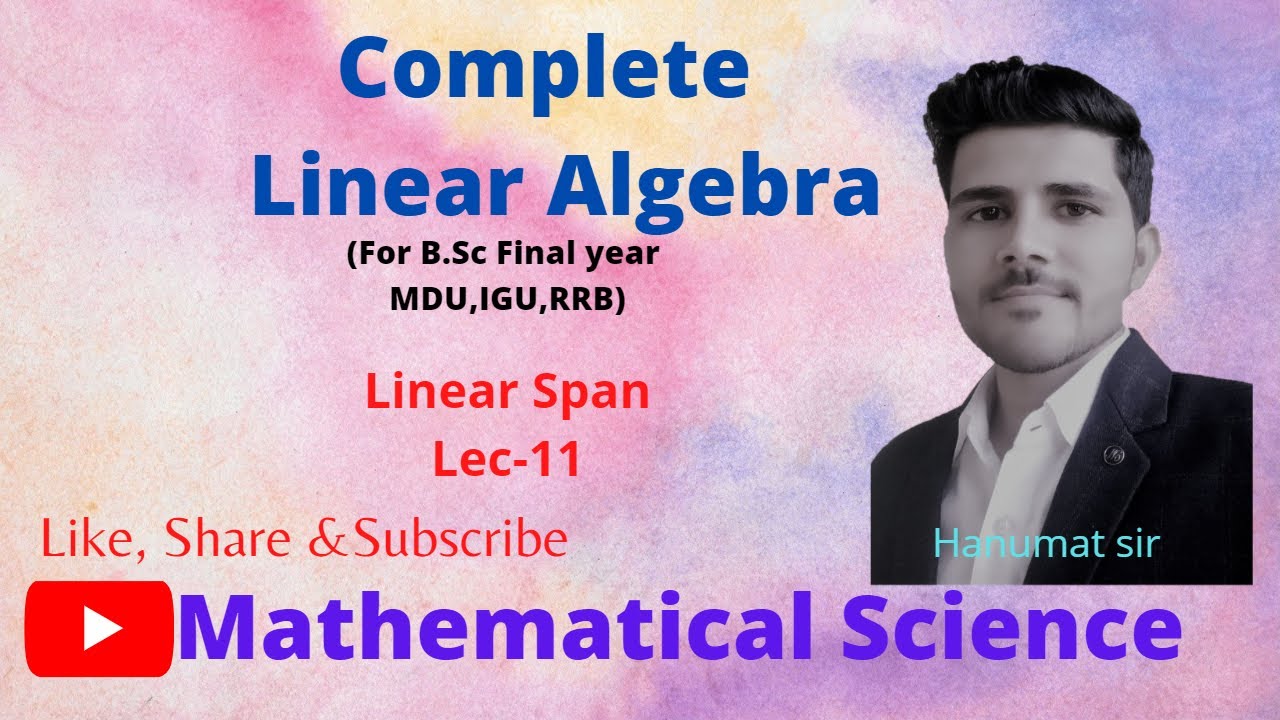 linear span L(S)of subset S of a vector space V(F) is the smallest subspace of V containg S