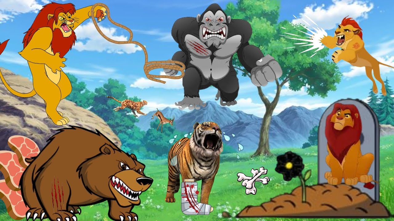 مواجة سيمبا ضد الحيوانات الأشرار|رسوم متحركة كرتون|قصص الأسد سيمبا|قصص حيوانات الغابه|قصص مجمعه