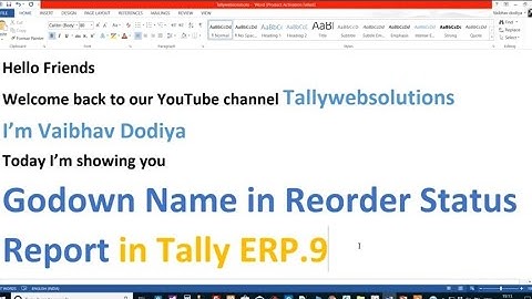 (Buy TDL Source Code Only Rs.125) Godown wise Stock in Reorder Status Report in Tally Prime 6.0