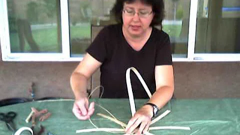 Basket Weaving Video #13--Beginning the Berry Basket--Twining the Base of a round basket