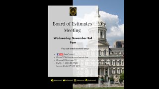 Board of Estimates Meeting: November 3, 2021