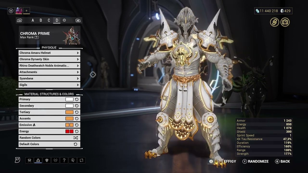 warframe 4th skin CHROMA PRIME fashion frame detailed