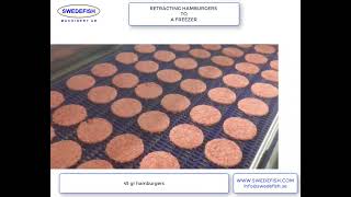 Retracting conveyor for hamburgers