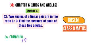 Ex 6.1 Q3: Two angles of a linear pair are in the ratio 6 : 3. Find the measure of each of these two