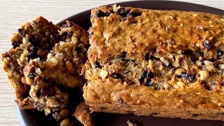 Banana Bread with roasted peanuts and chocolate chips