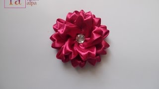 ✿DIY satin ribbon rose flowers 10✿ تزيين جهاز العروسة:زهرة جميلة من شرائط الستان