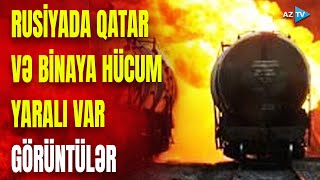 Rusiyada qatar dronla vuruldu, yaşayış məntəqəsinə onlarla raket atıldı: güclü partlayışlar